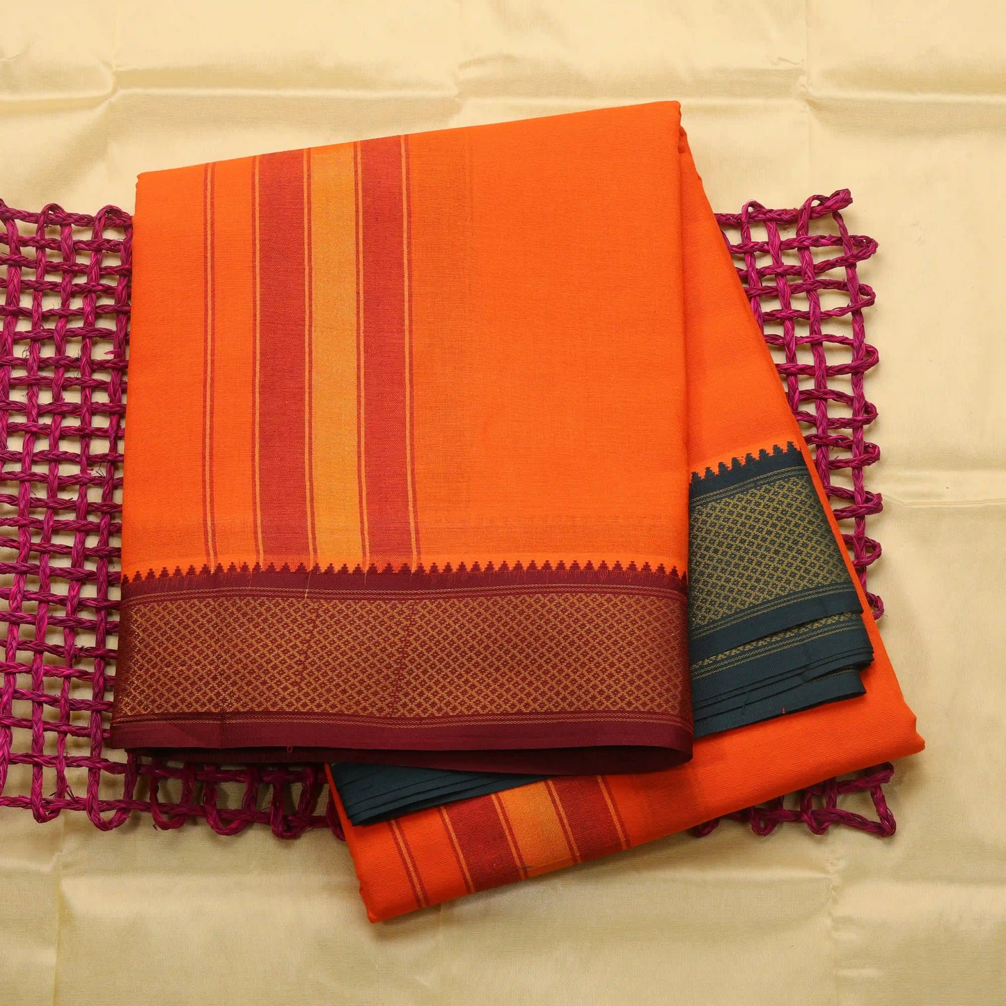 Horad Korvai Cotton Light Orange 10 KAN Dhoti