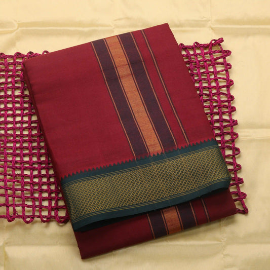 Horad Korvai Cotton Maroon 10 KAN Dhoti