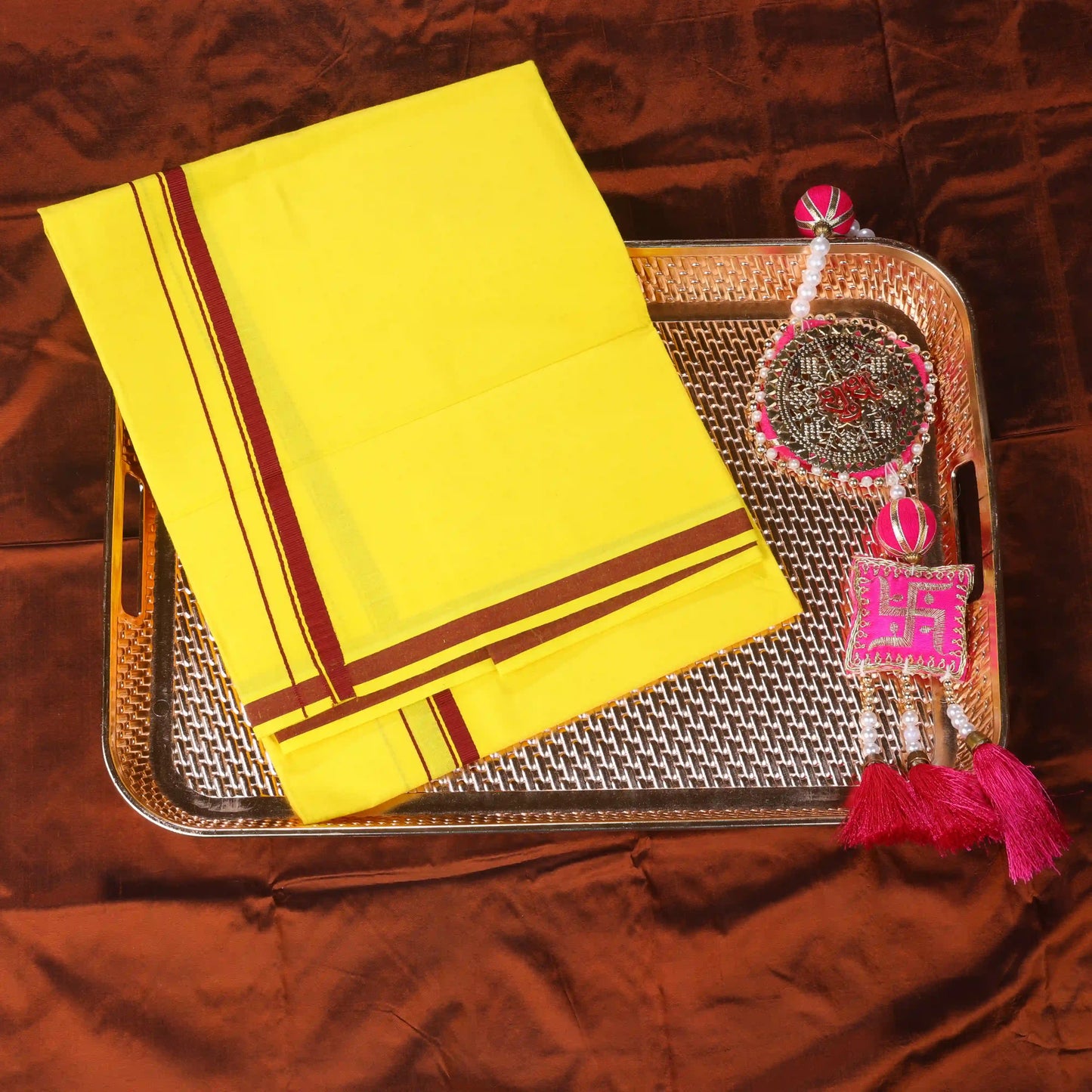 Horad Gundanju Cotton Yellow Dhoti