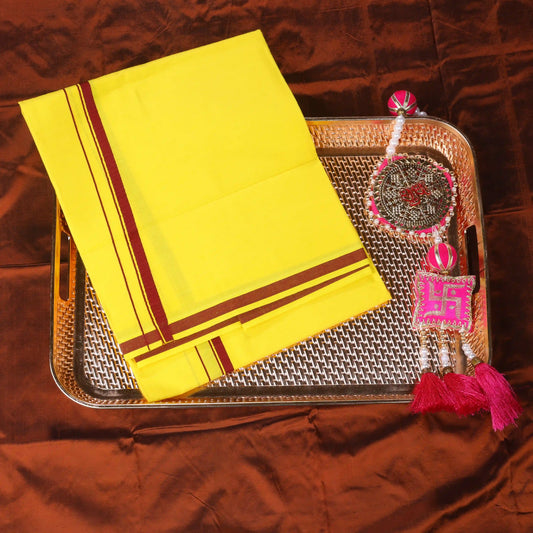 Horad Gundanju Cotton Yellow Dhoti
