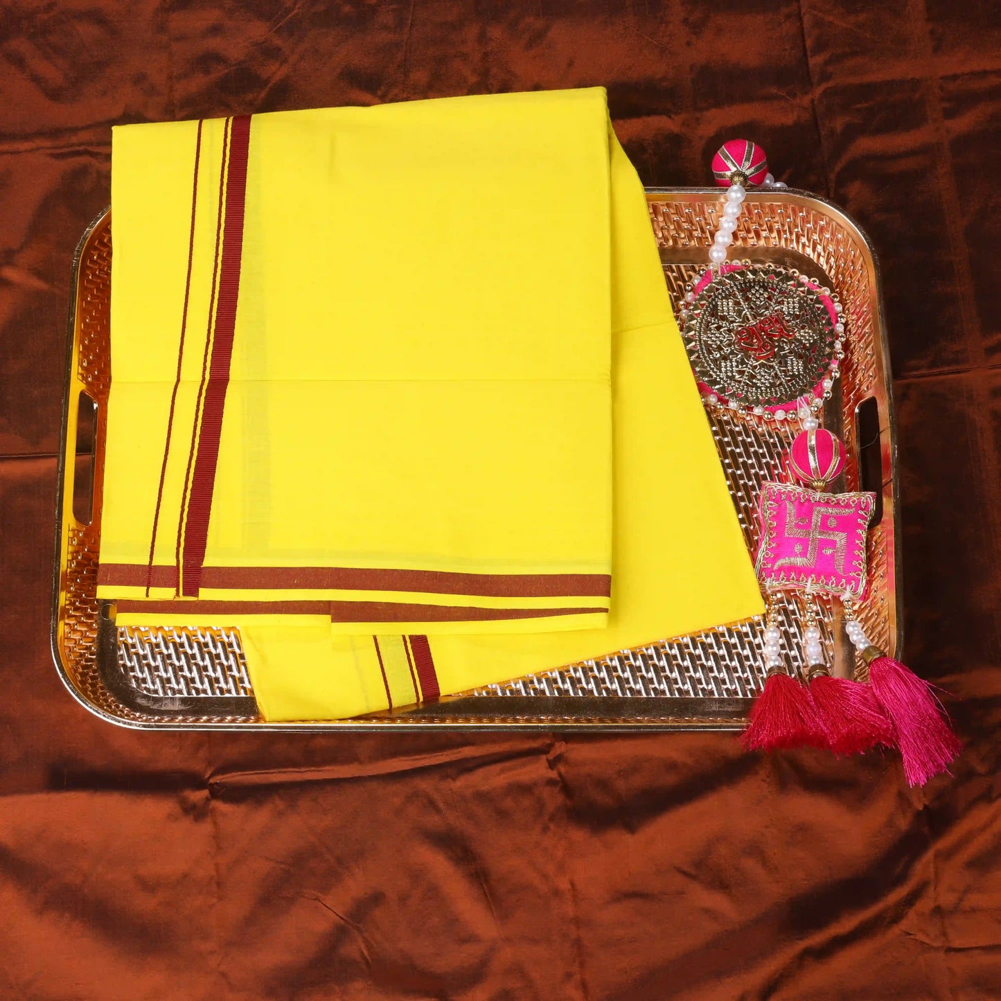 Horad Gundanju Cotton Yellow Dhoti