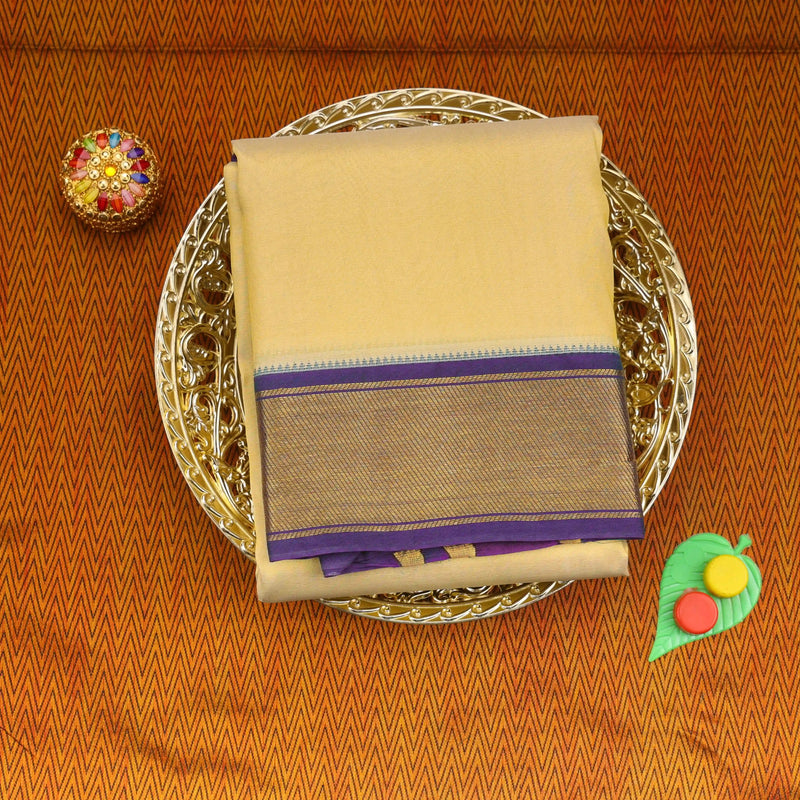 Horad Pure Silk Tissue Dark Blue Border 16 KAN Dhoti