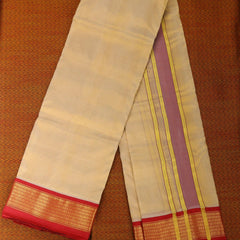 Horad Pure Silk Tissue Red Border 16 KAN Dhoti