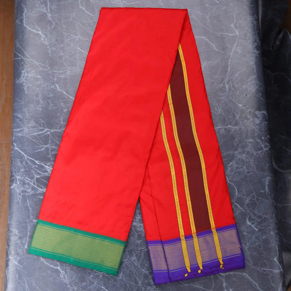 Horad Pure Silk Red 11 KAN Dhoti (9X5)
