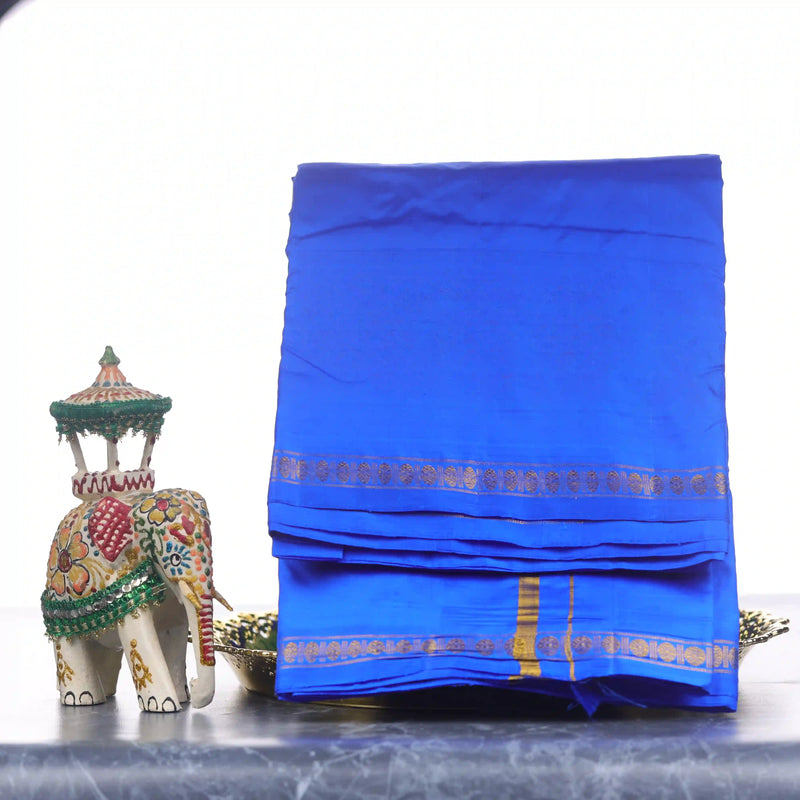 Horad Pure Silk Uthratcham Dark Blue Dhoti (9X5)