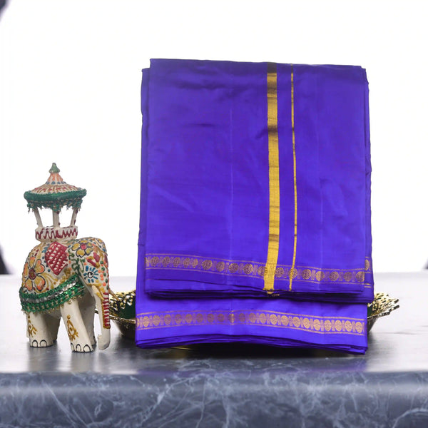 Horad Pure Silk Uthratcham Violet Dhoti (9X5)
