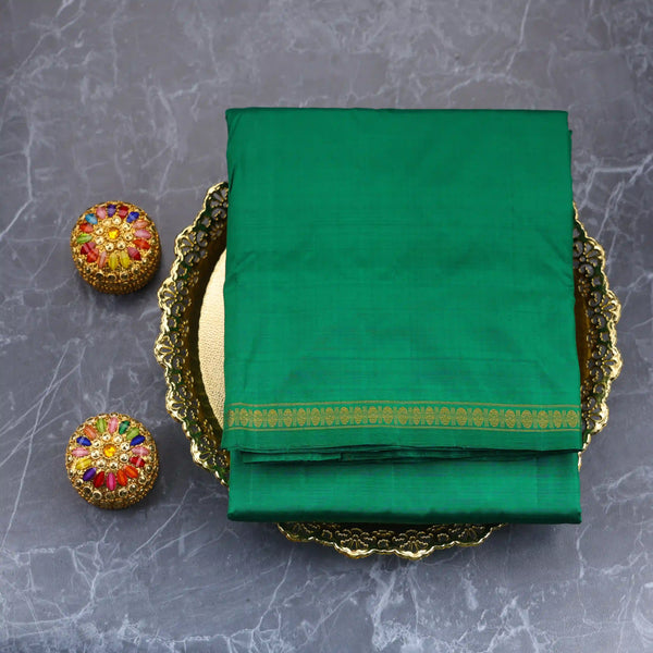 Horad Pure Silk Uthratcham Dark Green Dhoti (9X5)