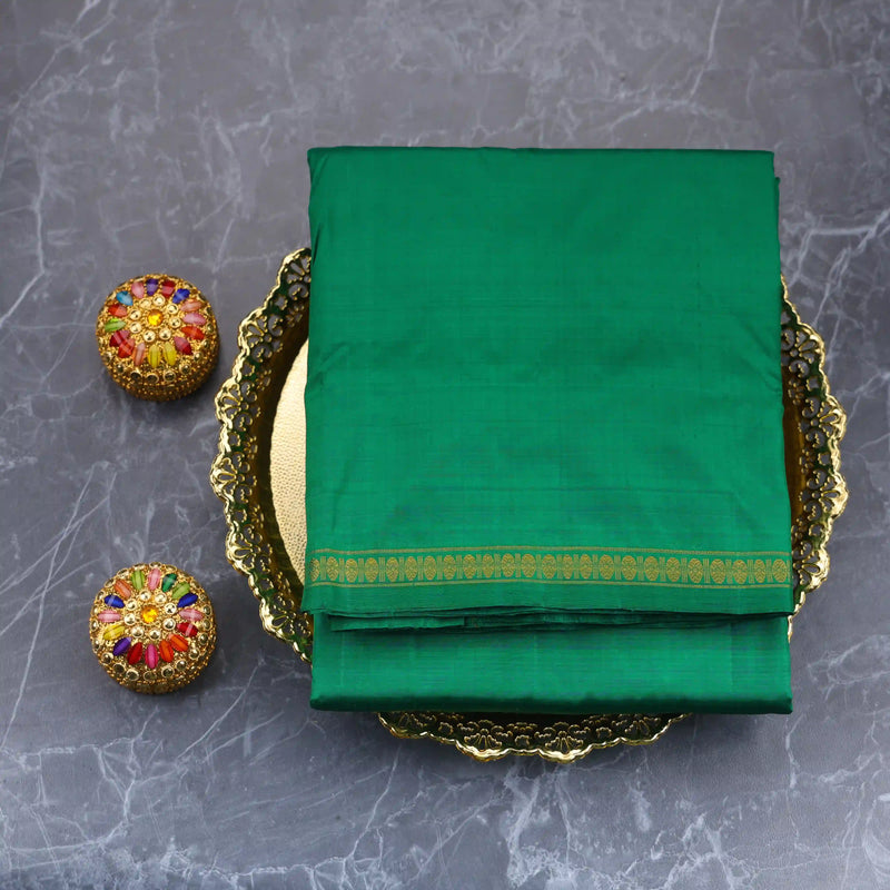 Horad Pure Silk Uthratcham Dark Green Dhoti (9X5)