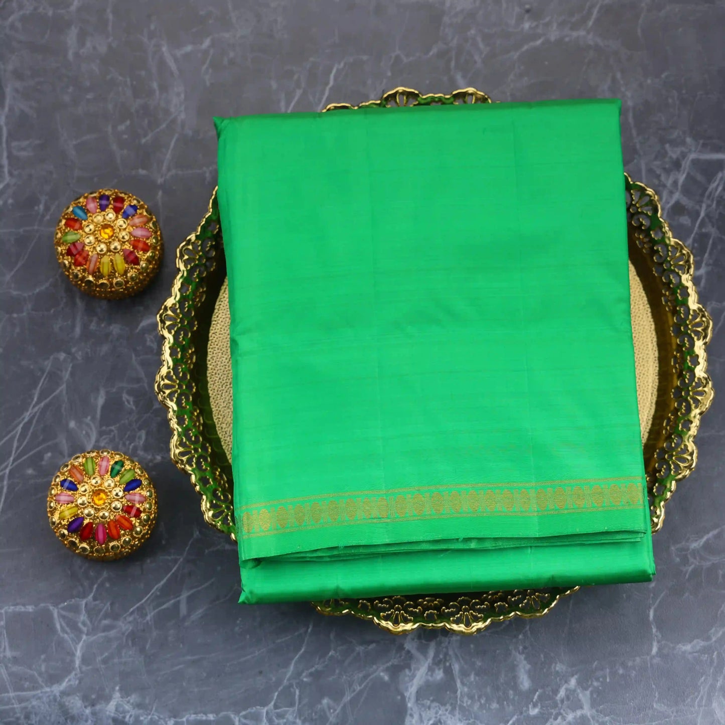 Horad Pure Silk Uthratcham Light Green Dhoti (9X5)