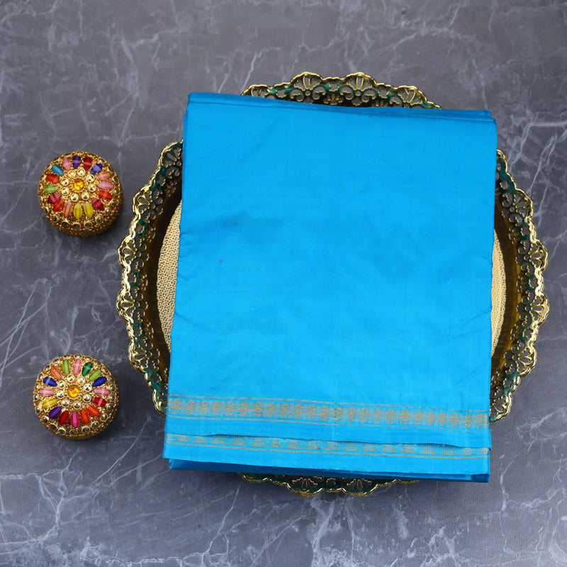 Horad Pure Silk Uthratcham Light Blue Dhoti (9X5)