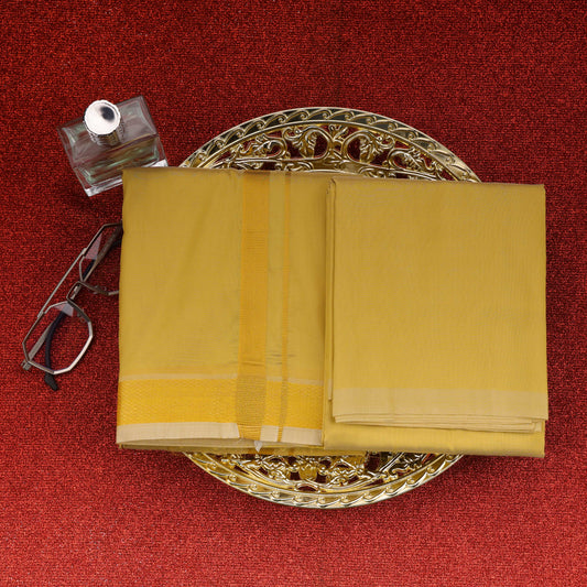 Horad Premium Art Silk D.Gold Dhoti with Shirt Material