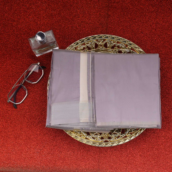 HORAD Premium Art Silk Polar Violet Dhoti with Shirt Material