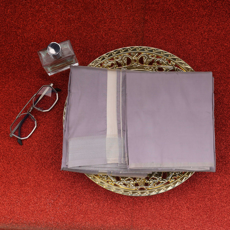 HORAD Premium Art Silk Polar Violet Dhoti with Shirt Material