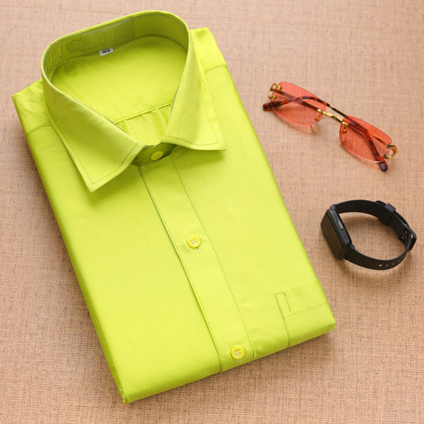 Horad Art Silk Lemon Yellow Shirt