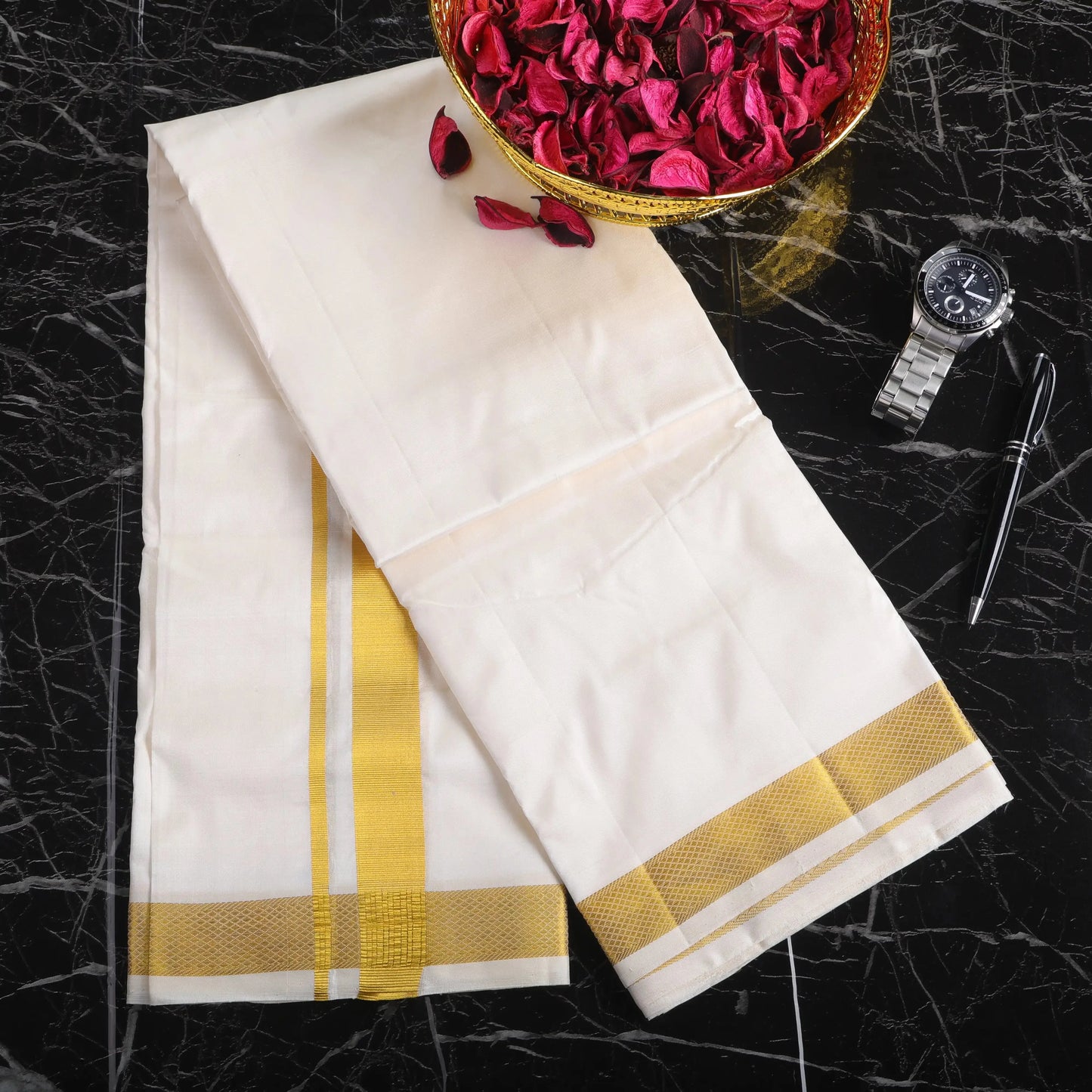Horad Pure Silk Light Tussar 1.00 Inches” Dhoti (10X6)