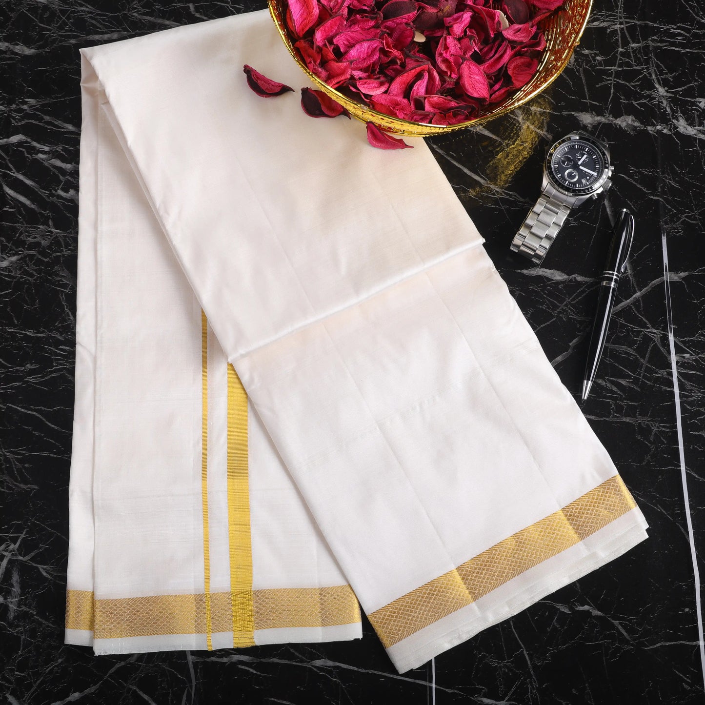 Horad Pure Silk Light Tussar 0.25 Inches” Dhoti (8X4)