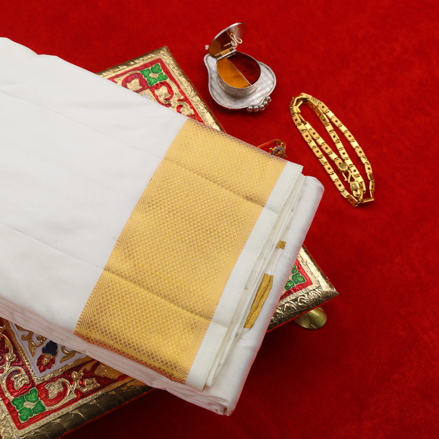 Horad Pure Silk Cream 3.50” Dhoti (10X6)