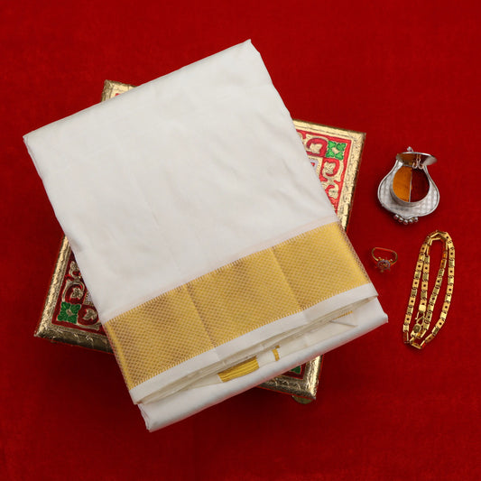 Horad Pure Silk Cream 2.50” Dhoti (10X6)