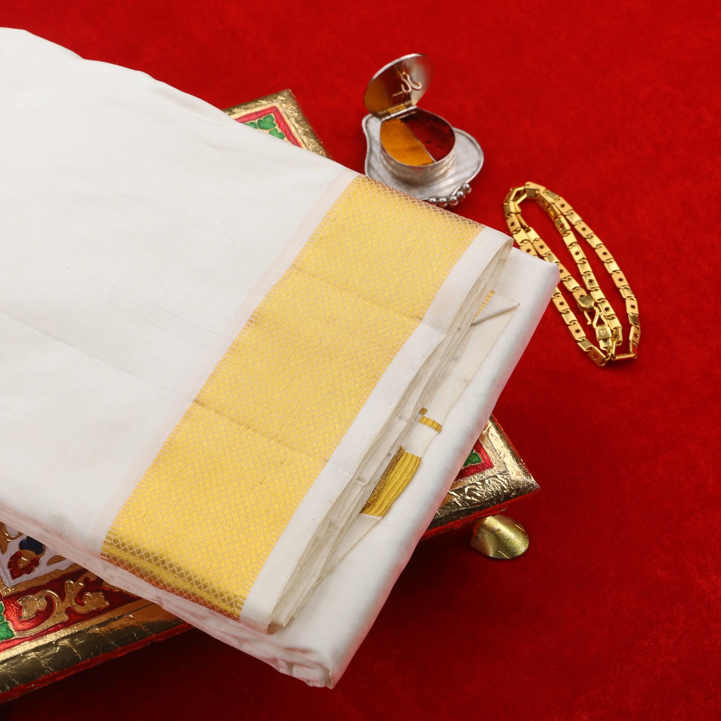 Horad Pure Silk Cream 2.50” Dhoti (10X6)