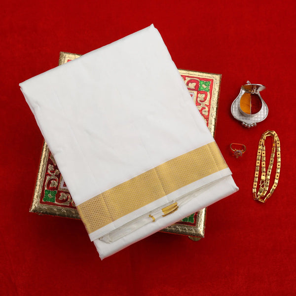 Horad Pure Silk Cream 1.50” Dhoti (9X5)