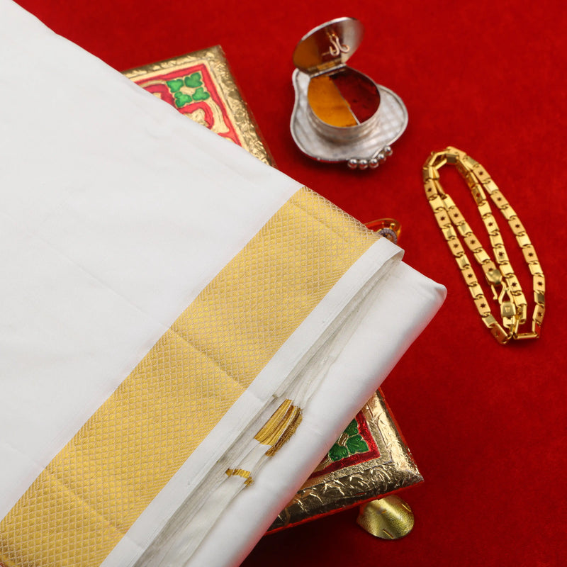 Horad Pure Silk Cream 1.50” Dhoti (10X6)