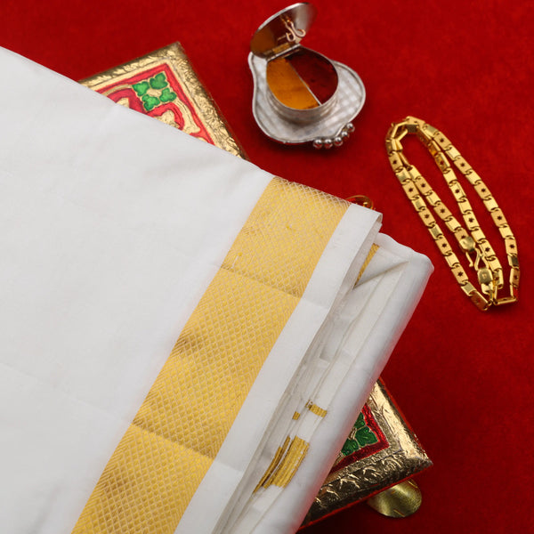 Horad Pure Silk Cream 1.25” Dhoti (8X4)