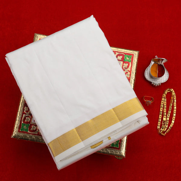 Horad Pure Silk Cream 1.00” Dhoti (10X6)