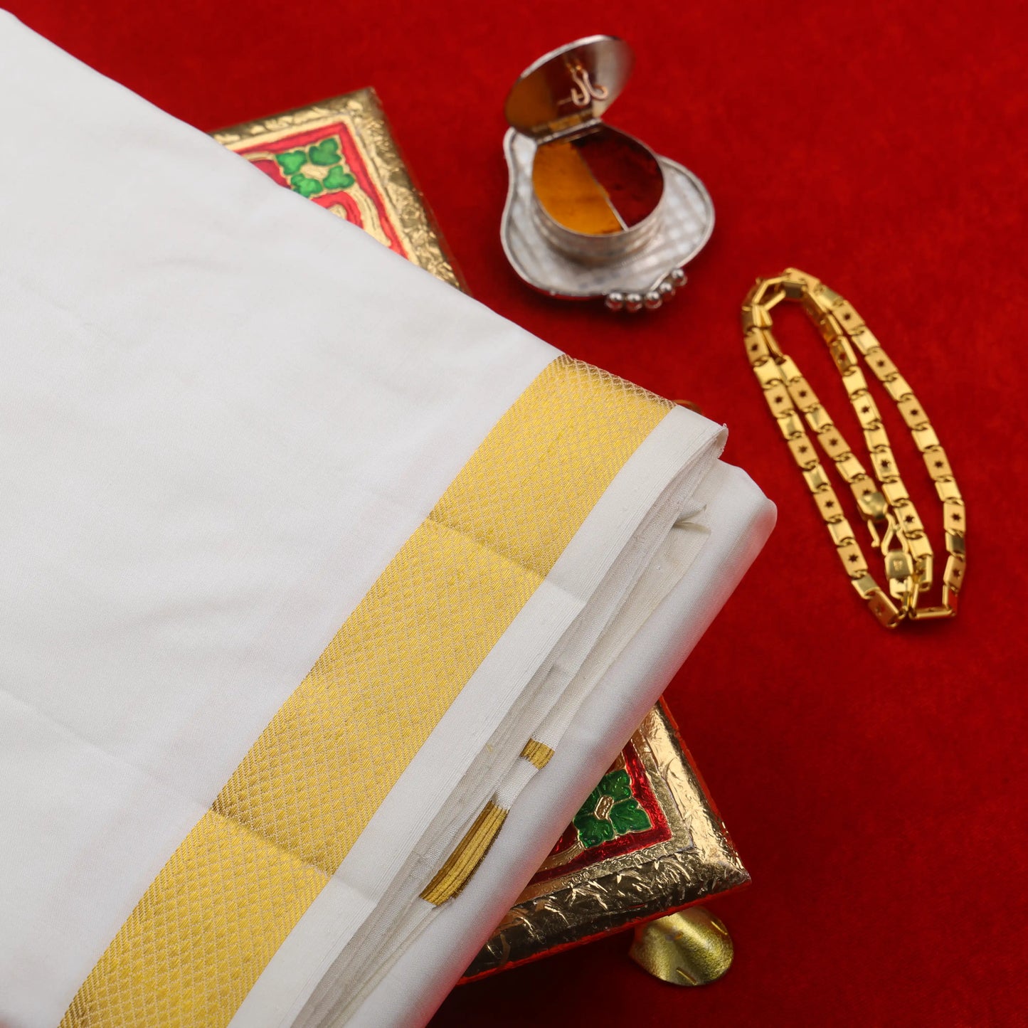 Horad Pure Silk Cream 1.00” Dhoti (10X6)