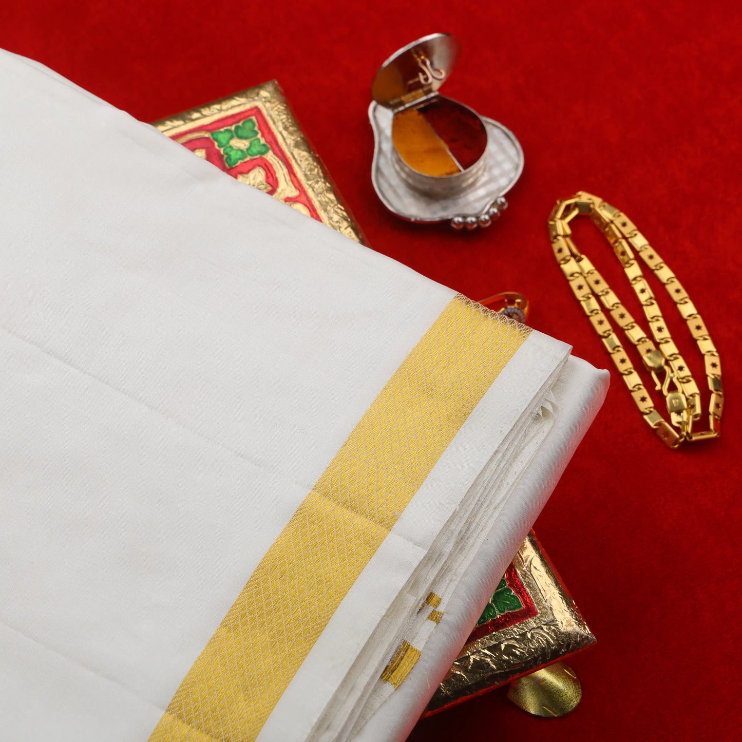 Horad Pure Silk Cream 0.75” Dhoti (8X4)