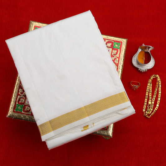 Horad Pure Silk Cream 0.50” Dhoti (10X6)