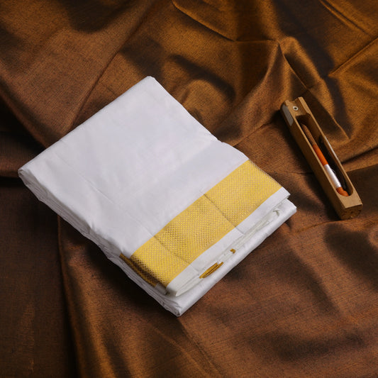 Horad Tradition Pure Silk Half White 1.75” Dhoti (9X5)