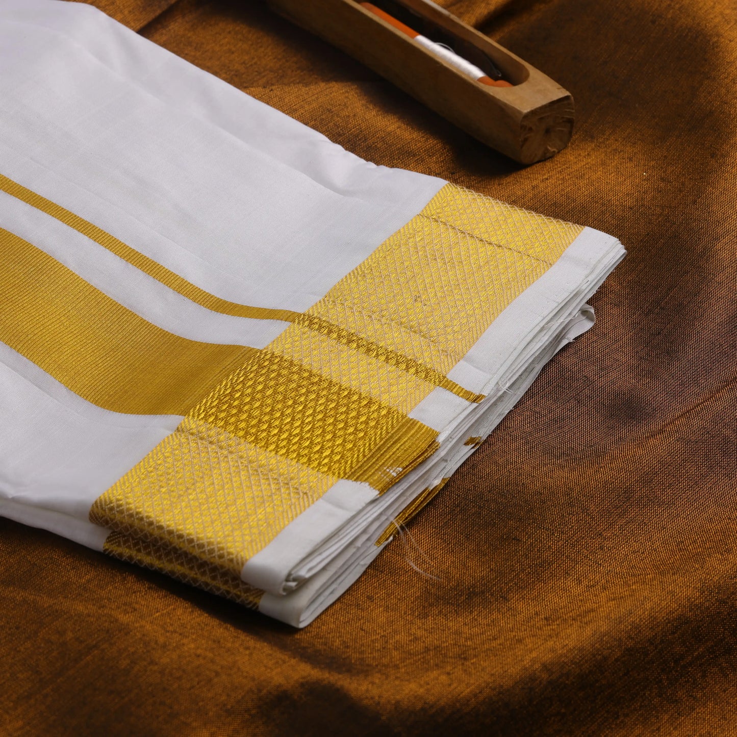 Horad Tradition Pure Silk Half White 1.75” Dhoti (10X6)