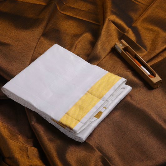 Horad Tradition Pure Silk Half White 1.25” Dhoti (10X6)