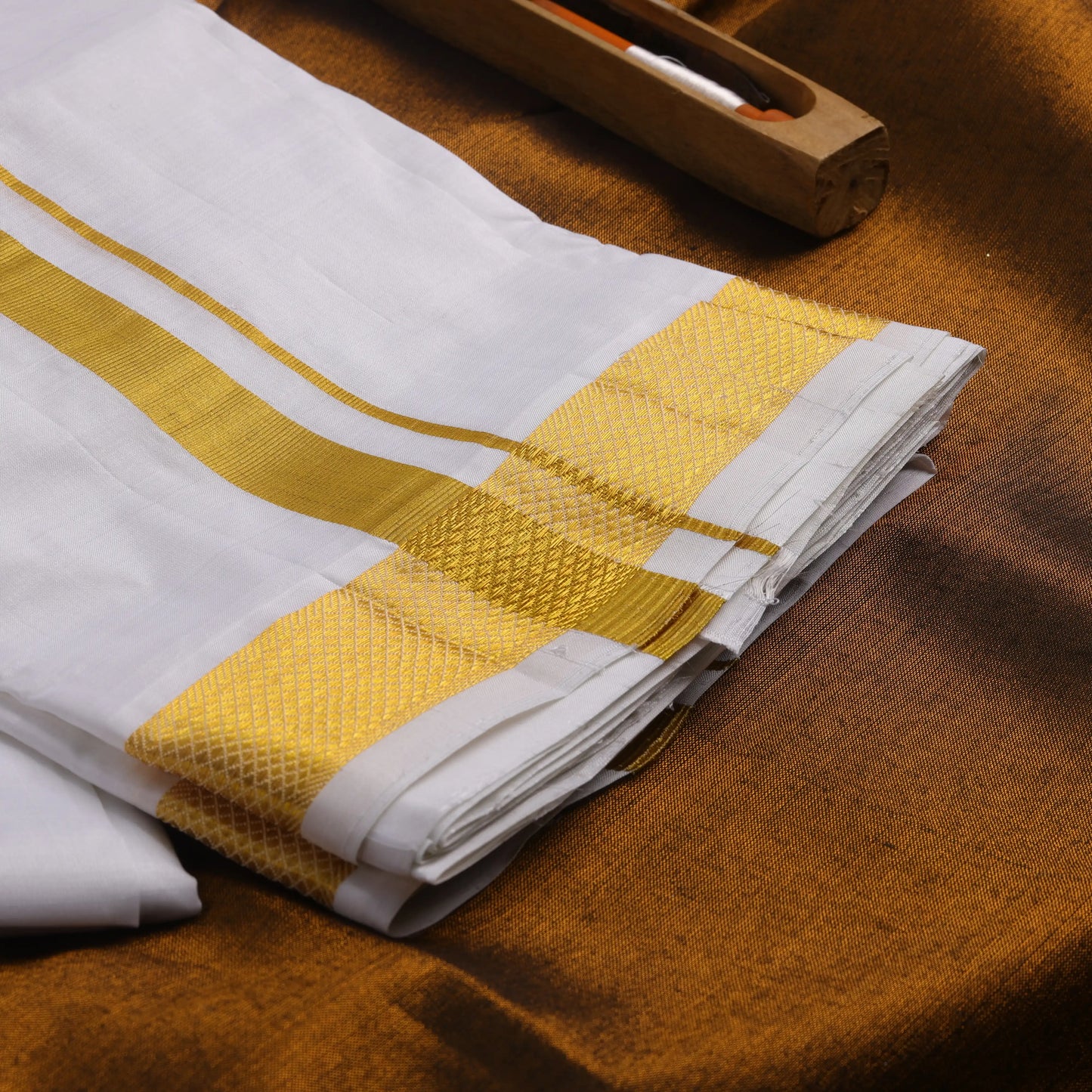 Horad Tradition Pure Silk Half White 1.25” Dhoti (8X4)