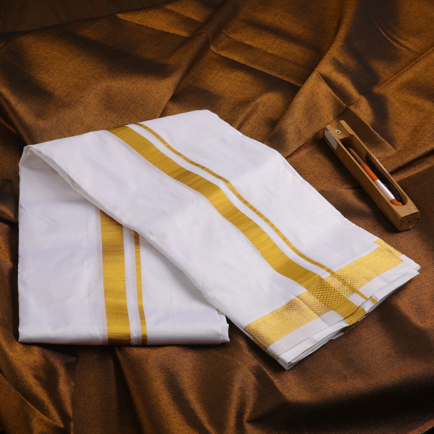 Horad Tradition Pure Silk Half White 1.00” Dhoti (8X4)