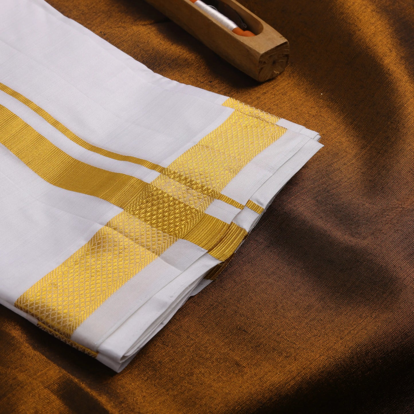 Horad Tradition Pure Silk Half White 1.00” Dhoti (10X6)