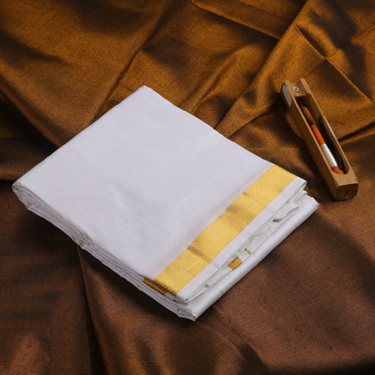 Horad Tradition Pure Silk Half White 0.75” Dhoti (8X4)