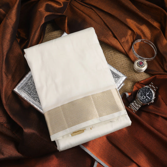 Horad Silk Blend Silver Zari 2.00” Dhoti