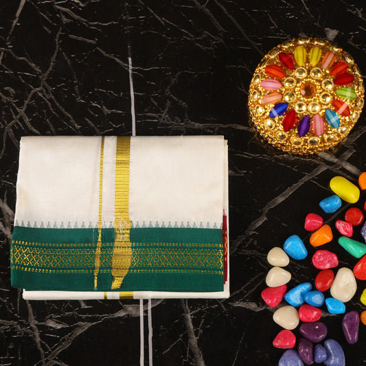 Horad Korvai Baskana Pure Silk Cream 2 Muzham Dhoti