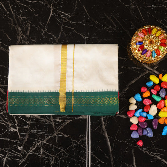 Horad Korvai Baskana Pure Silk Cream 3 Muzham Dhoti