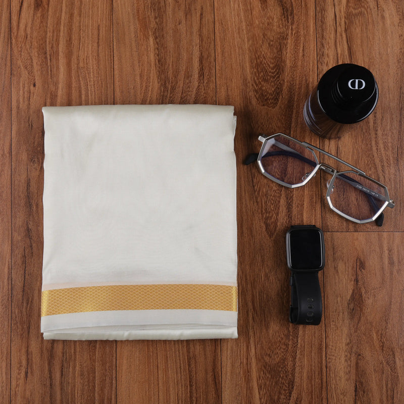 Horad Premium Art Silk Half White Dhoti