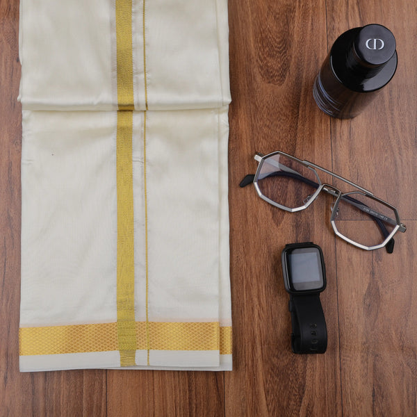 Horad Premium Art Silk Half White Dhoti