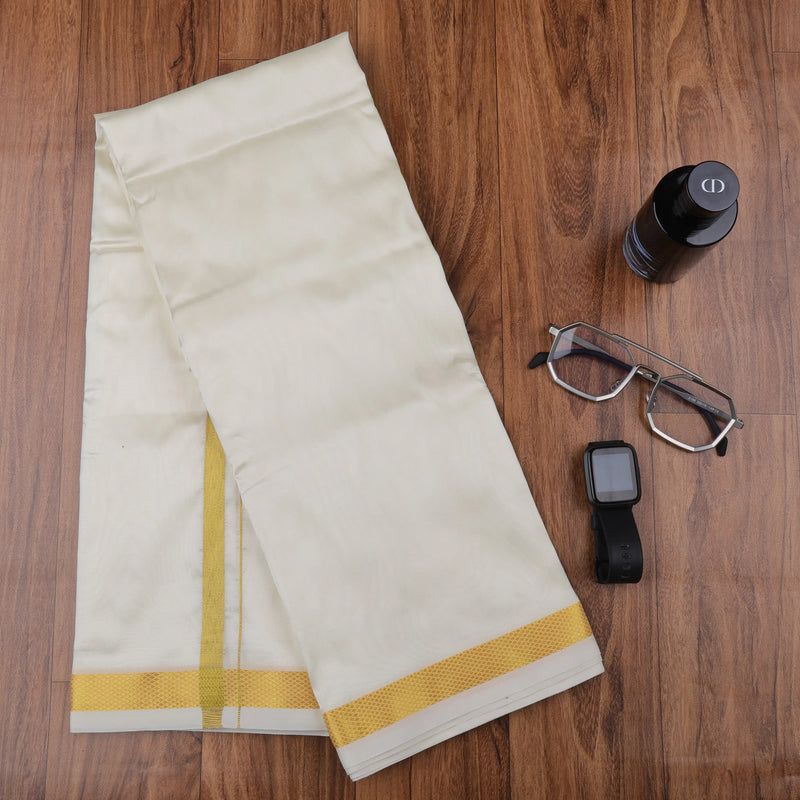 Horad Premium Art Silk Half White Dhoti