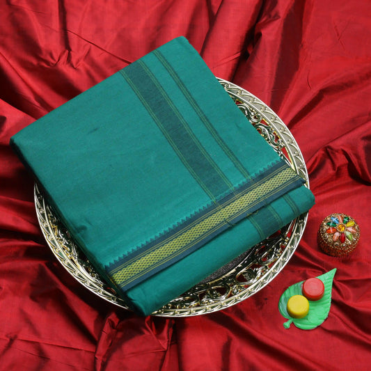 Horad Korvai Cotton Dark Green 5 KAN Dhoti