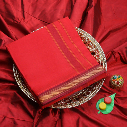 Horad Korvai Cotton Red 5 KAN Dhoti