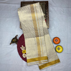 HORAD Kora Cotton Gold Emboss Shirt Material with  Dhoti