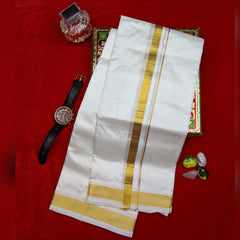 Horad Silk Blend Cream 1.00” Dhoti + Shirt Material
