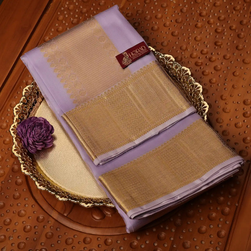 Horad Pure Silk Lavender Wedding Set Shirt Material + Dhoti