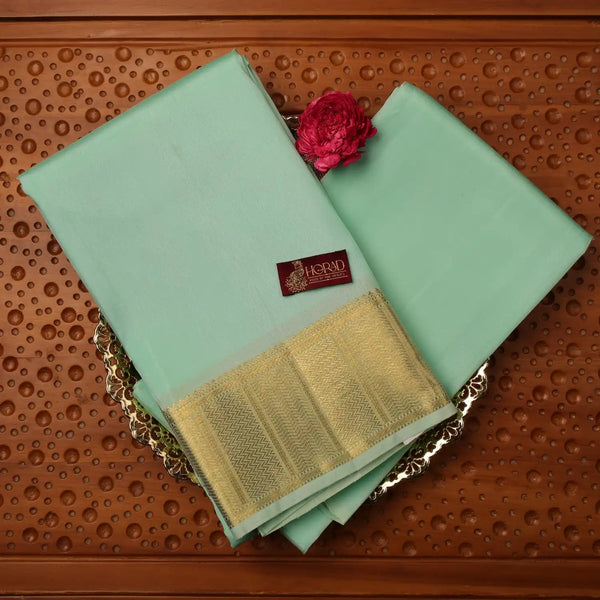 Horad Pure Silk Mint Leaf  Wedding Set Shirt Material + Dhoti