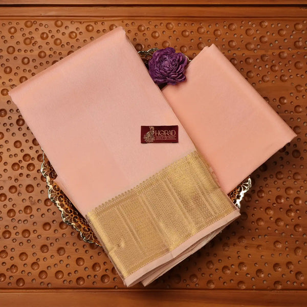 Horad Pure Silk Rose Gold  Wedding Set Shirt Material + Dhoti